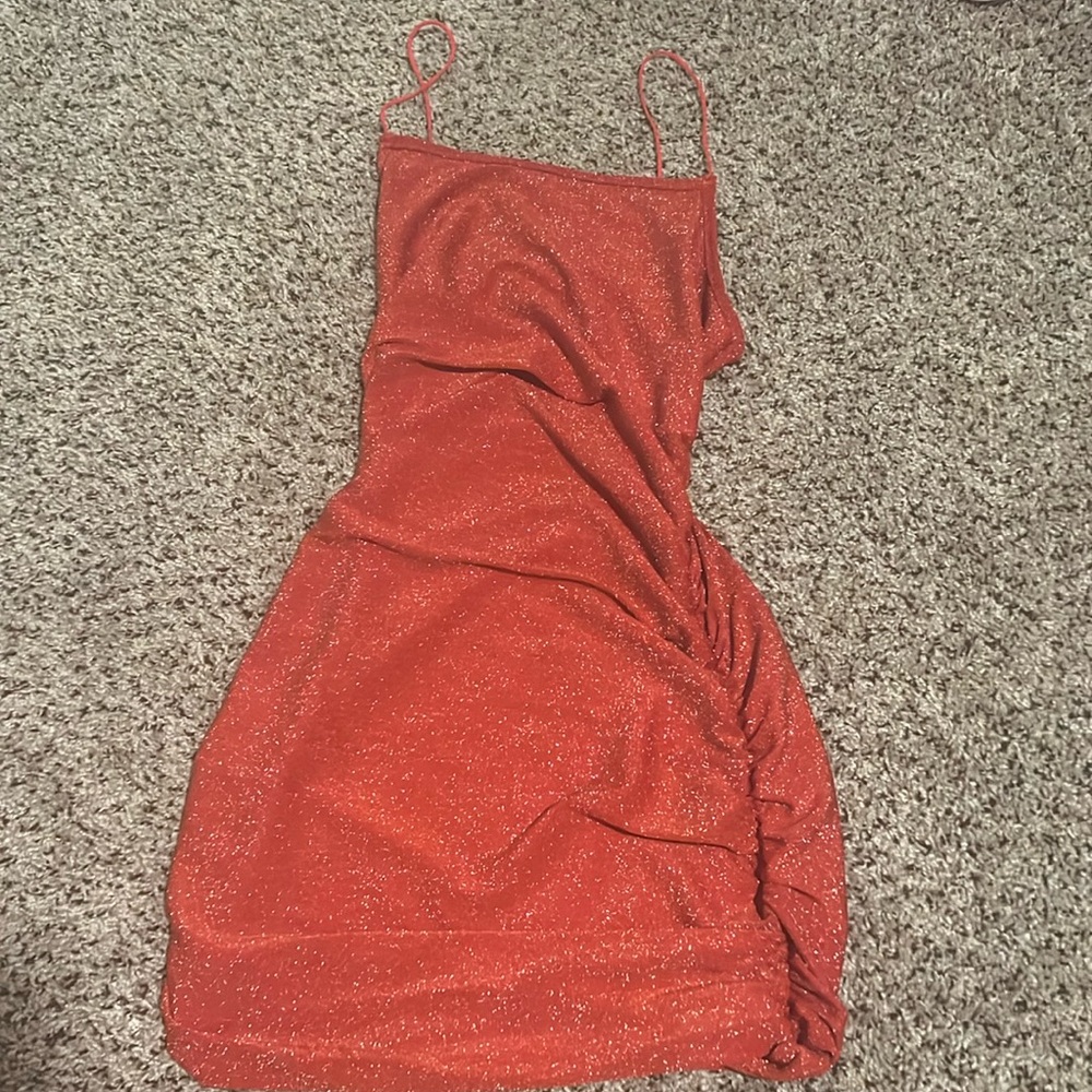 Red Ruched Side Bodycon Dress